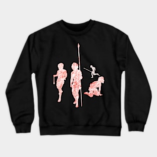 Tribal cavemen digital silhouettes Crewneck Sweatshirt